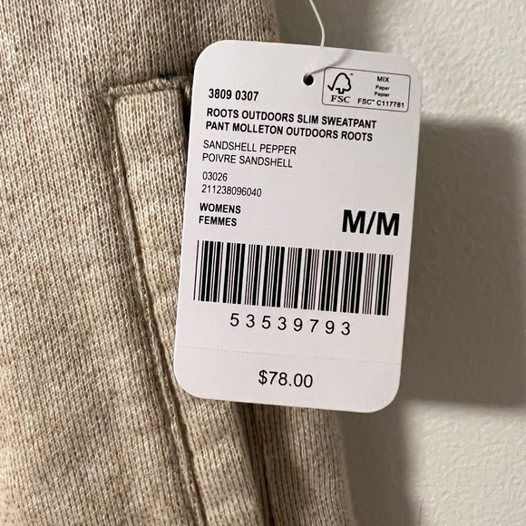 Roots Outdoors slim track pants bnwt women’s medium - Picture 2 of 3